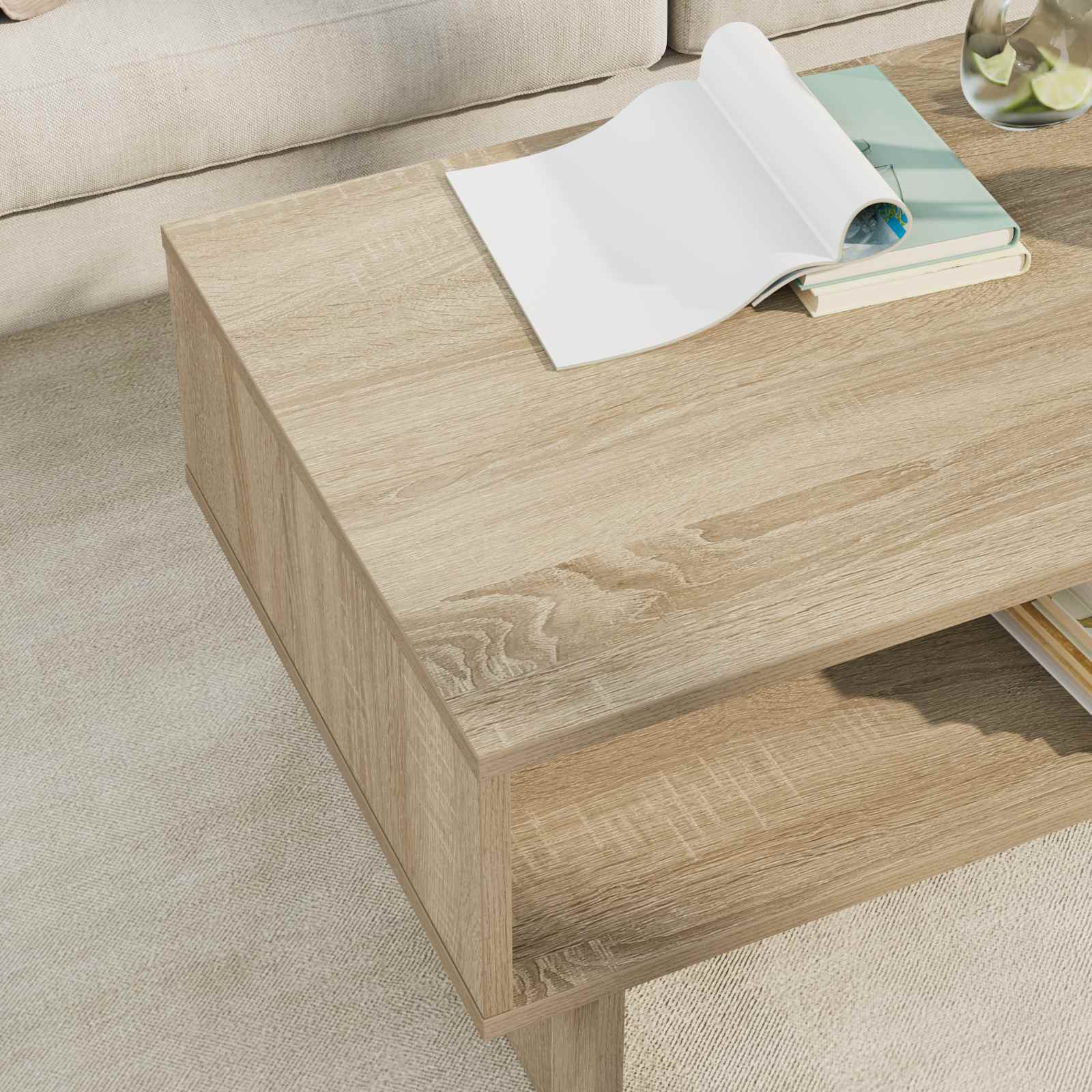 vidaXL Coffee Table Sonoma Oak 80 x 46 x 35 cm Engineered Wood 4