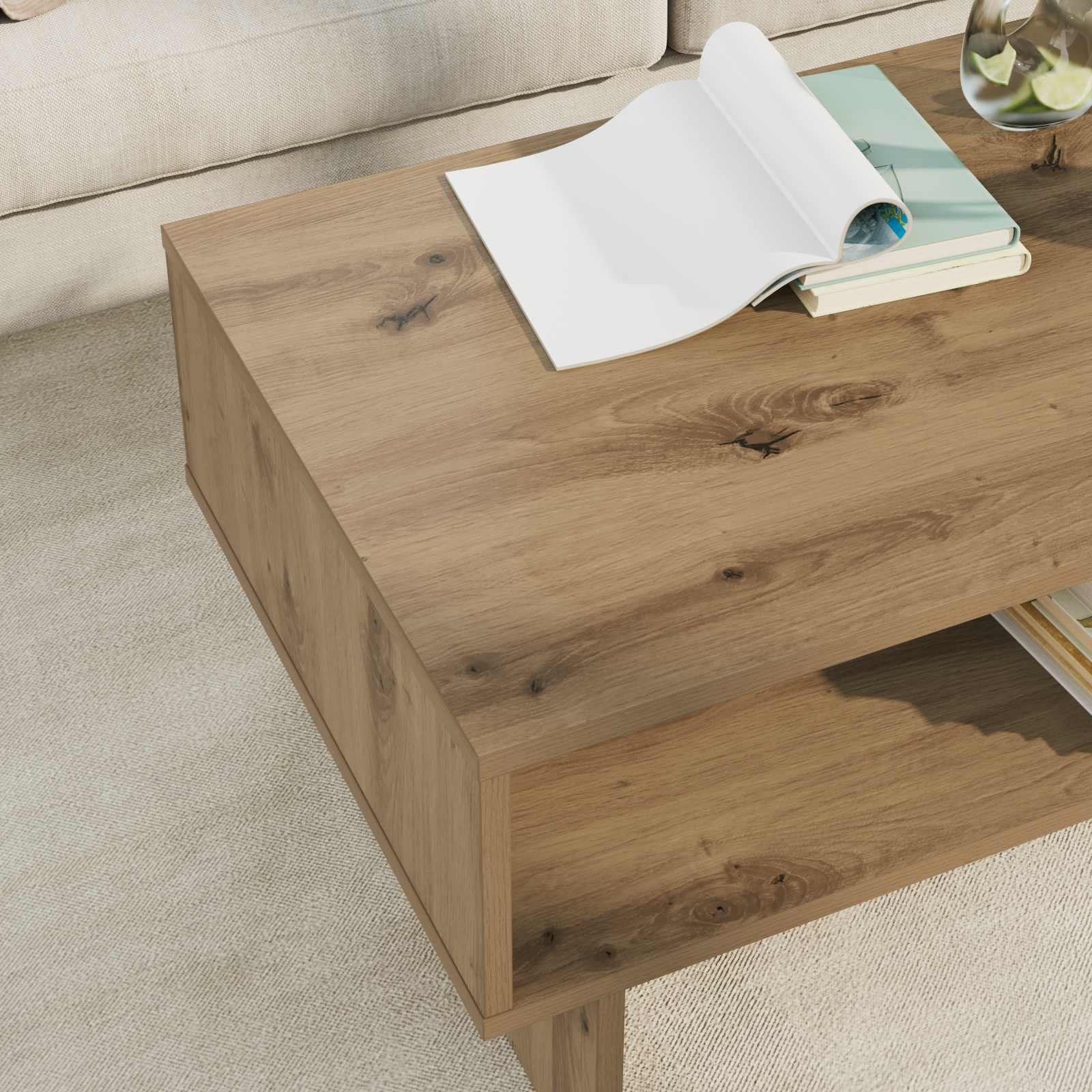 vidaXL Coffee Table Artisan Oak 80 x 46 x 35 cm Engineered Wood 4