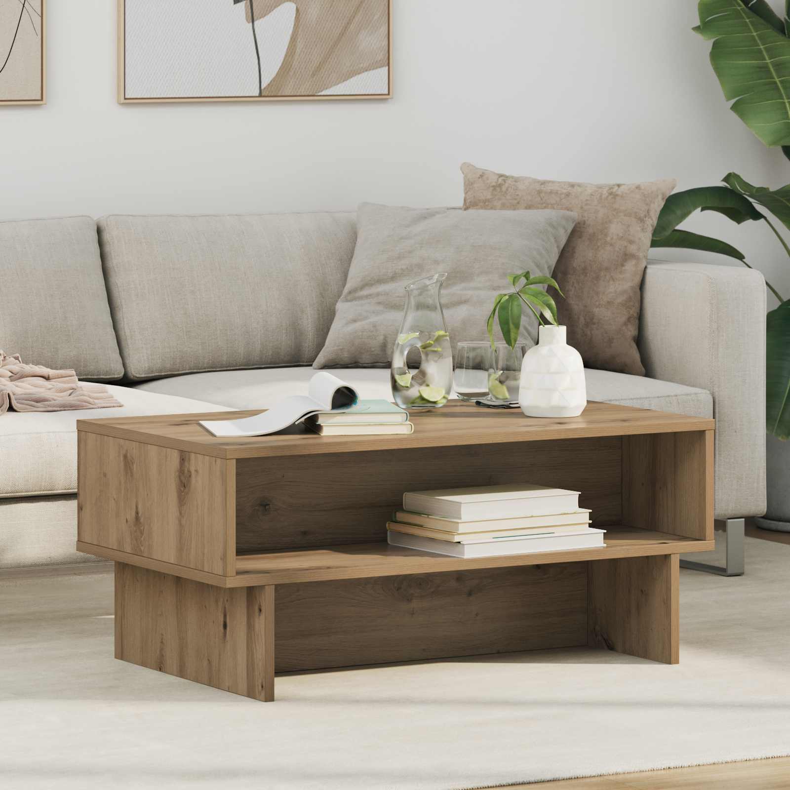 vidaXL Coffee Table Artisan Oak 80 x 46 x 35 cm Engineered Wood 1
