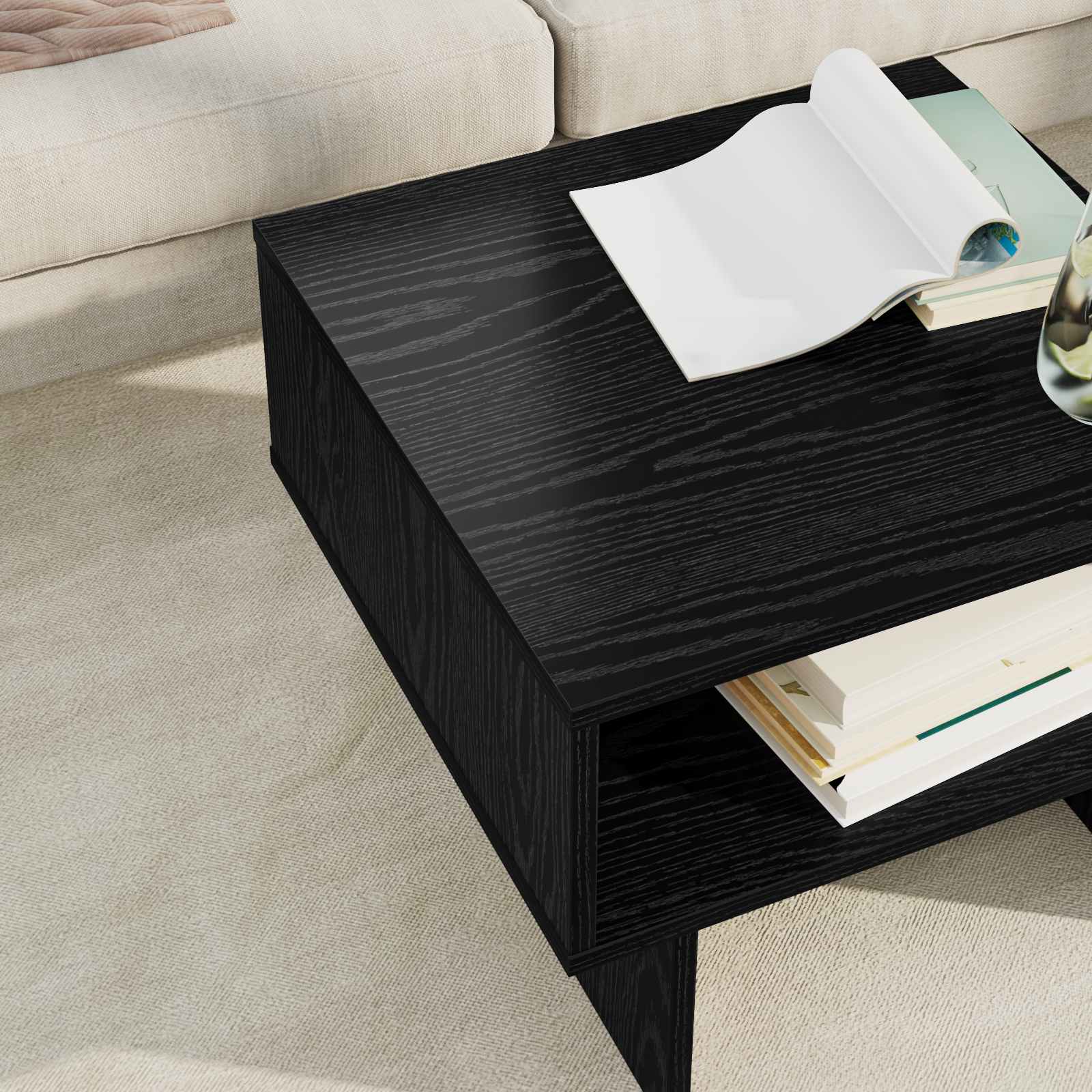 vidaXL Coffee Table Black Oak 48 x 46 x 35 cm Engineered Wood 4