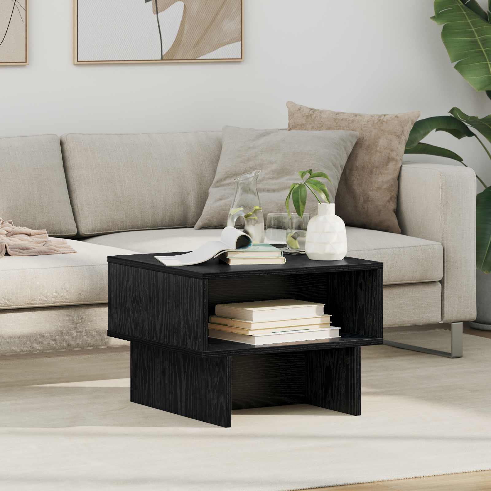 vidaXL Coffee Table Black Oak 48 x 46 x 35 cm Engineered Wood 1