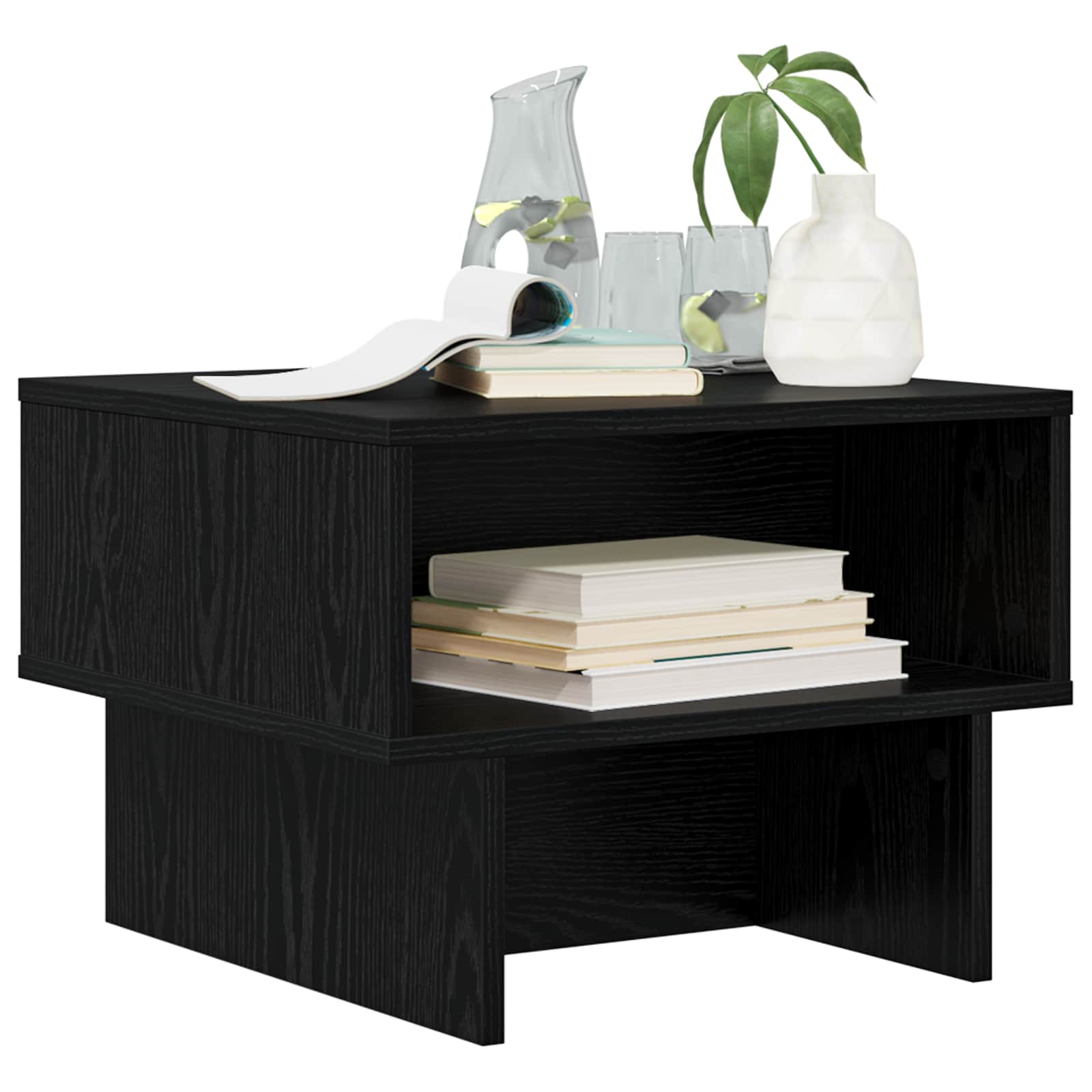 vidaXL Coffee Table Black Oak 48 x 46 x 35 cm Engineered Wood 3