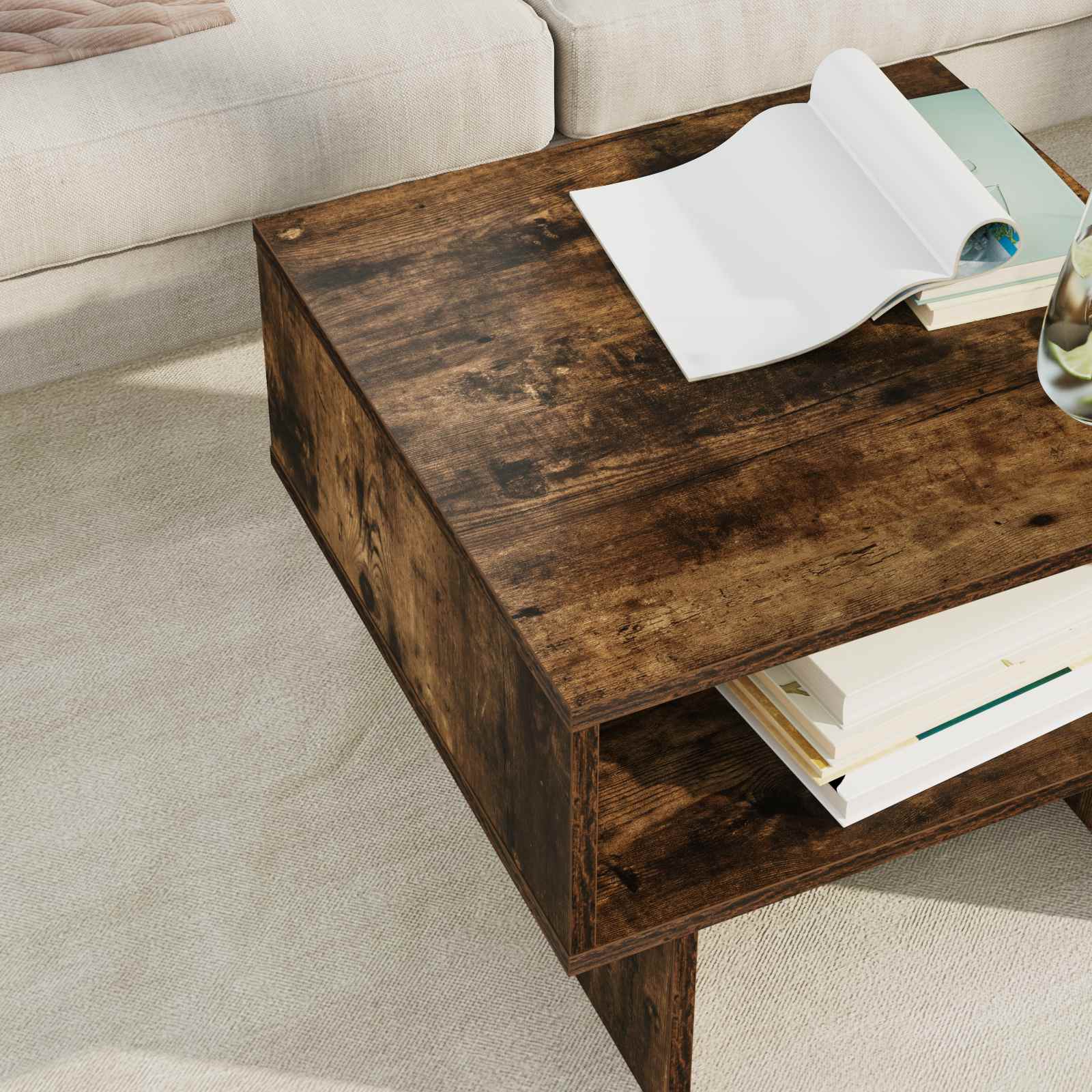 vidaXL Coffee Table Smoked Oak 48 x 46 x 35 cm Engineered Wood 4
