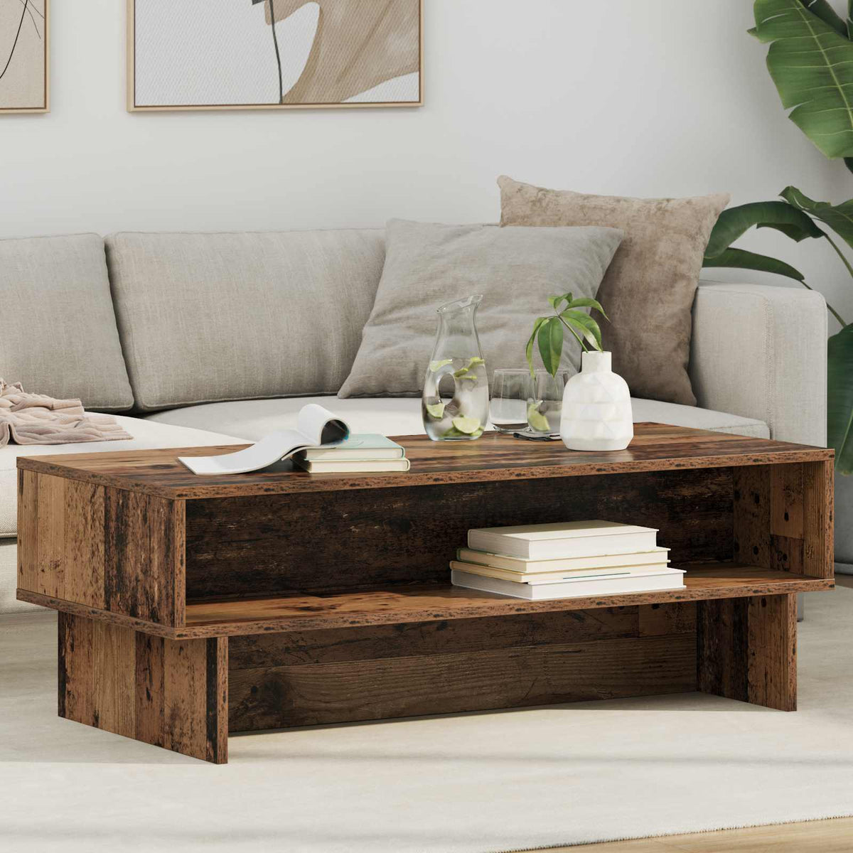 Coffee Table Engineered Wood 100 x 46 x 35 cm Old wood