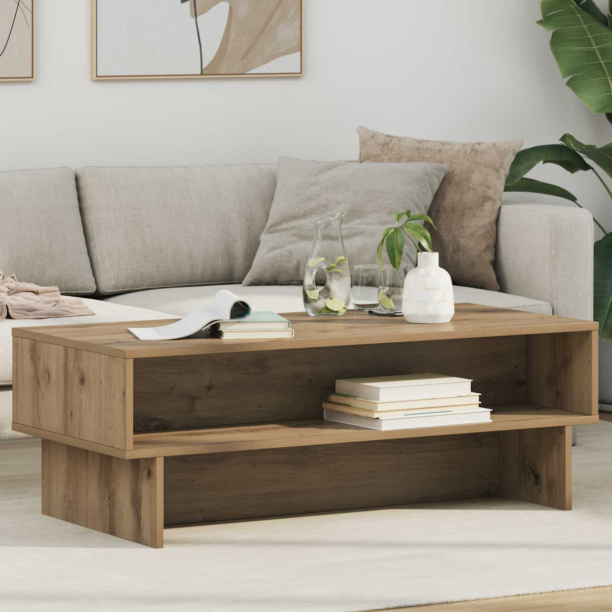Coffee Table Engineered Wood 100 x 46 x 35 cm Artisan oak