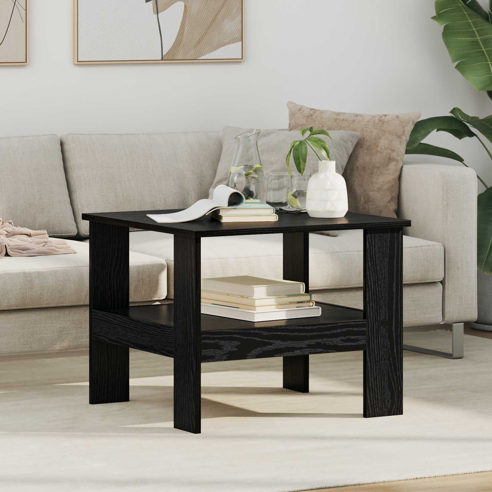 vidaXL Coffee Table Black Oak 57 x 55 x 45 cm Engineered Wood 1