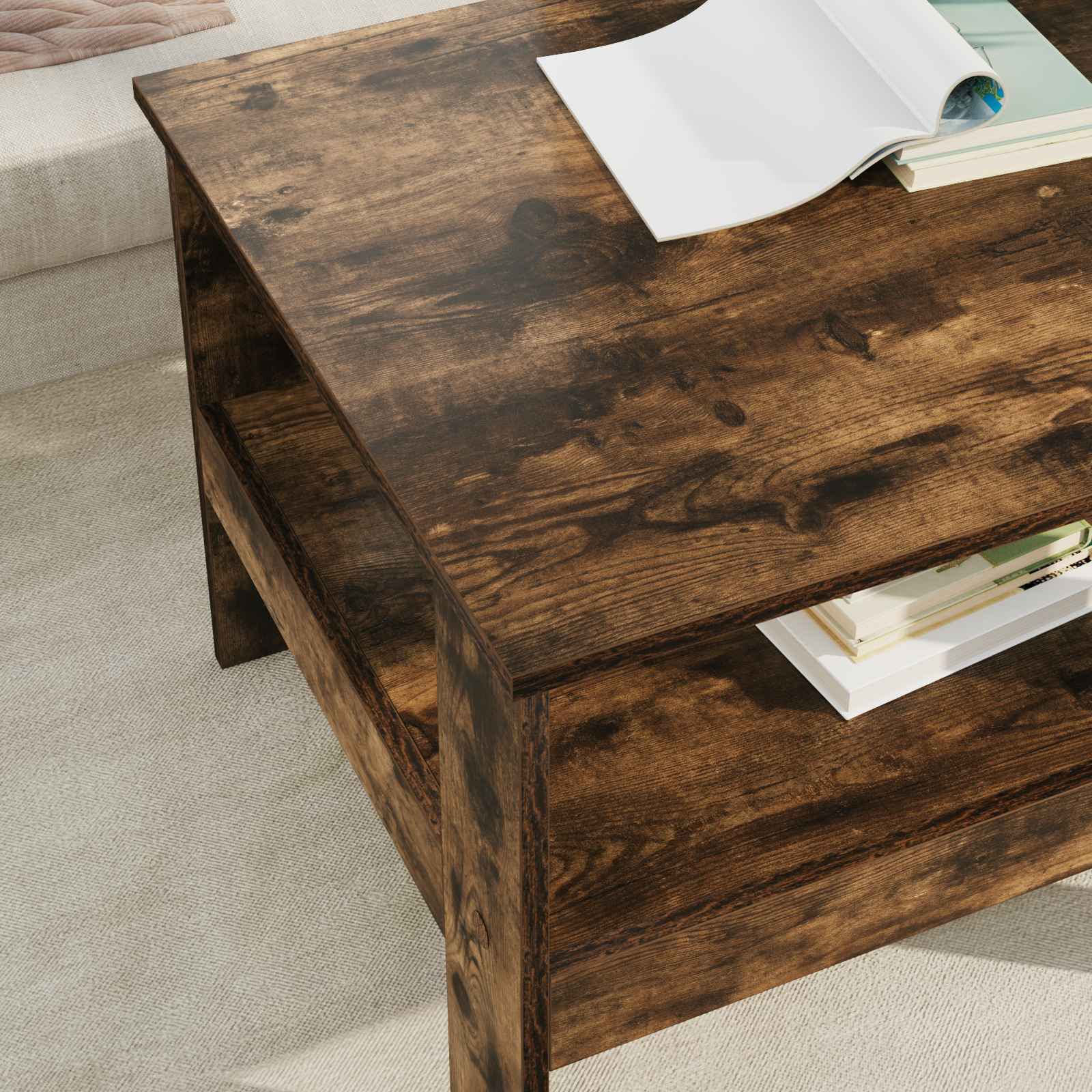 vidaXL Coffee Table Smoked Oak 57 x 55 x 45 cm Engineered Wood 4