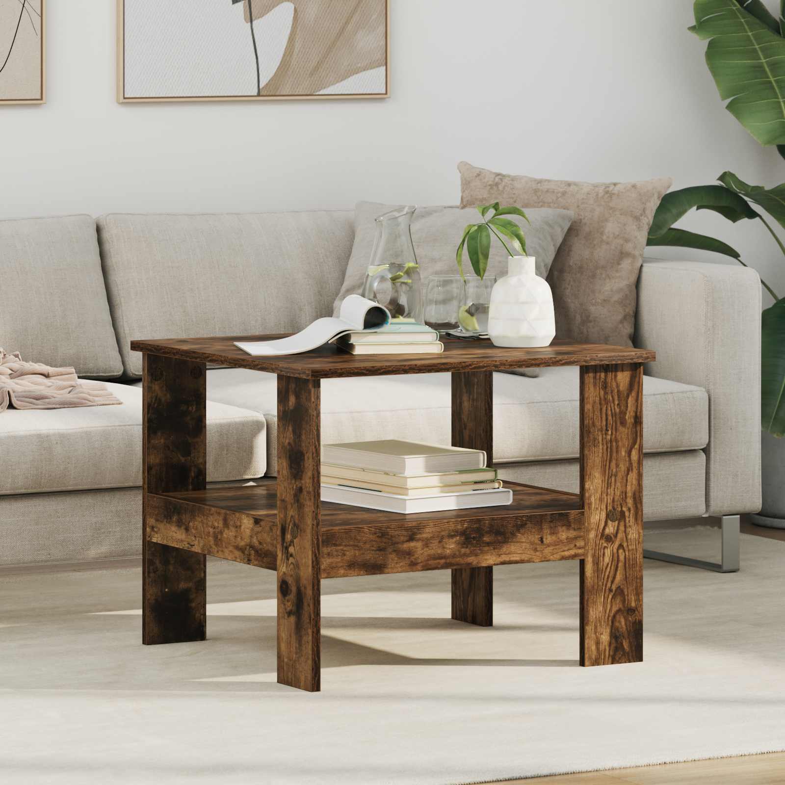 vidaXL Coffee Table Smoked Oak 57 x 55 x 45 cm Engineered Wood 1