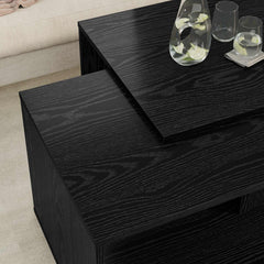 vidaXL Coffee Table Set 2 pcs Black Oak 90 x 48 x 40 cm 4