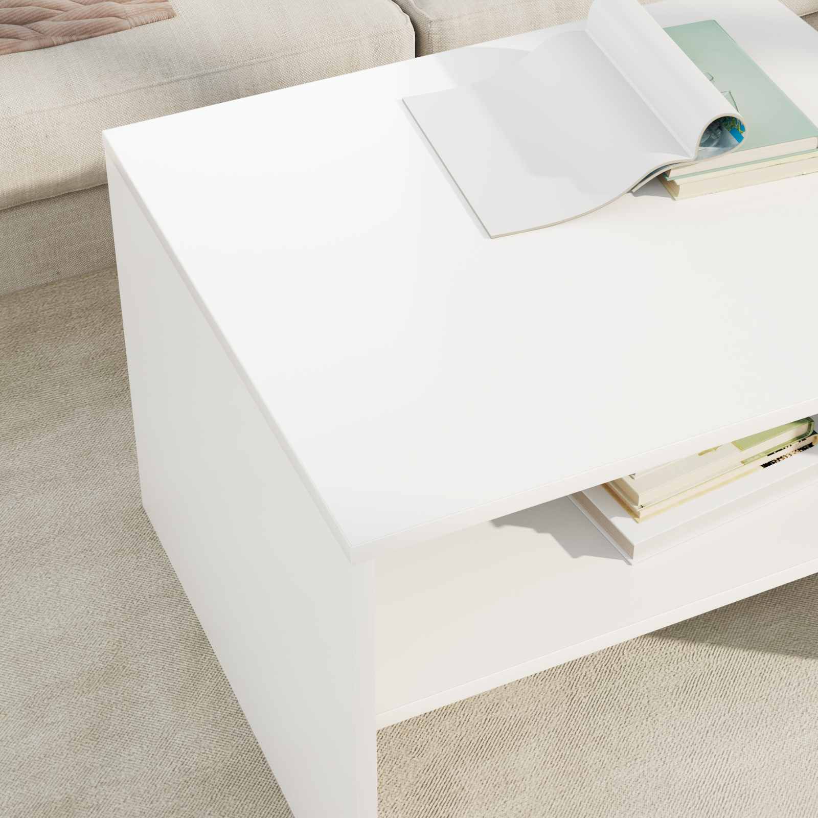 vidaXL Coffee Table White 60 x 50 x 40 cm Engineered Wood 4