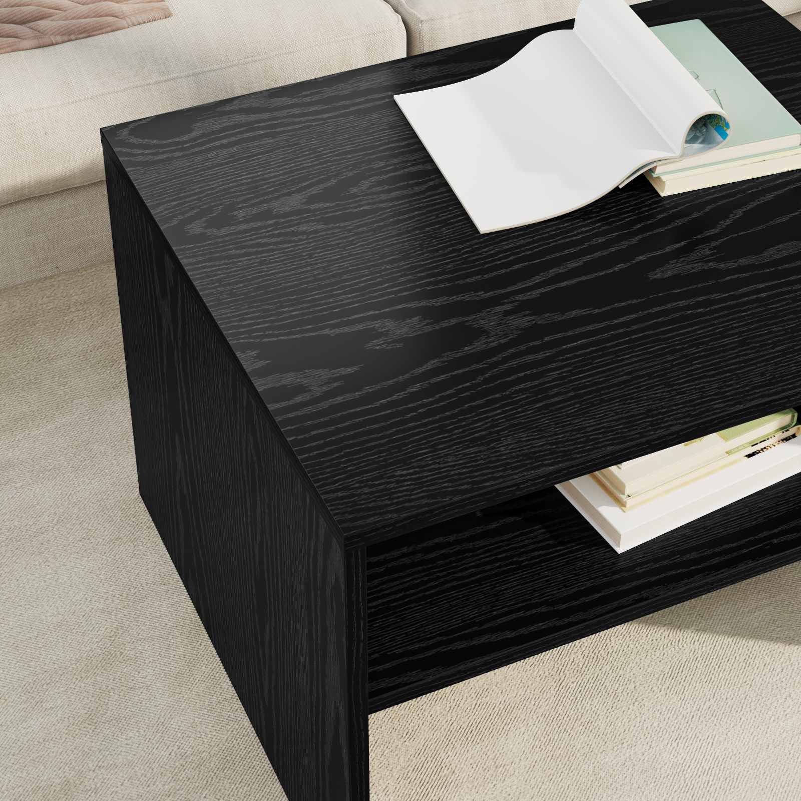 vidaXL Coffee Table Black Oak 60 x 50 x 40 cm Engineered Wood 4