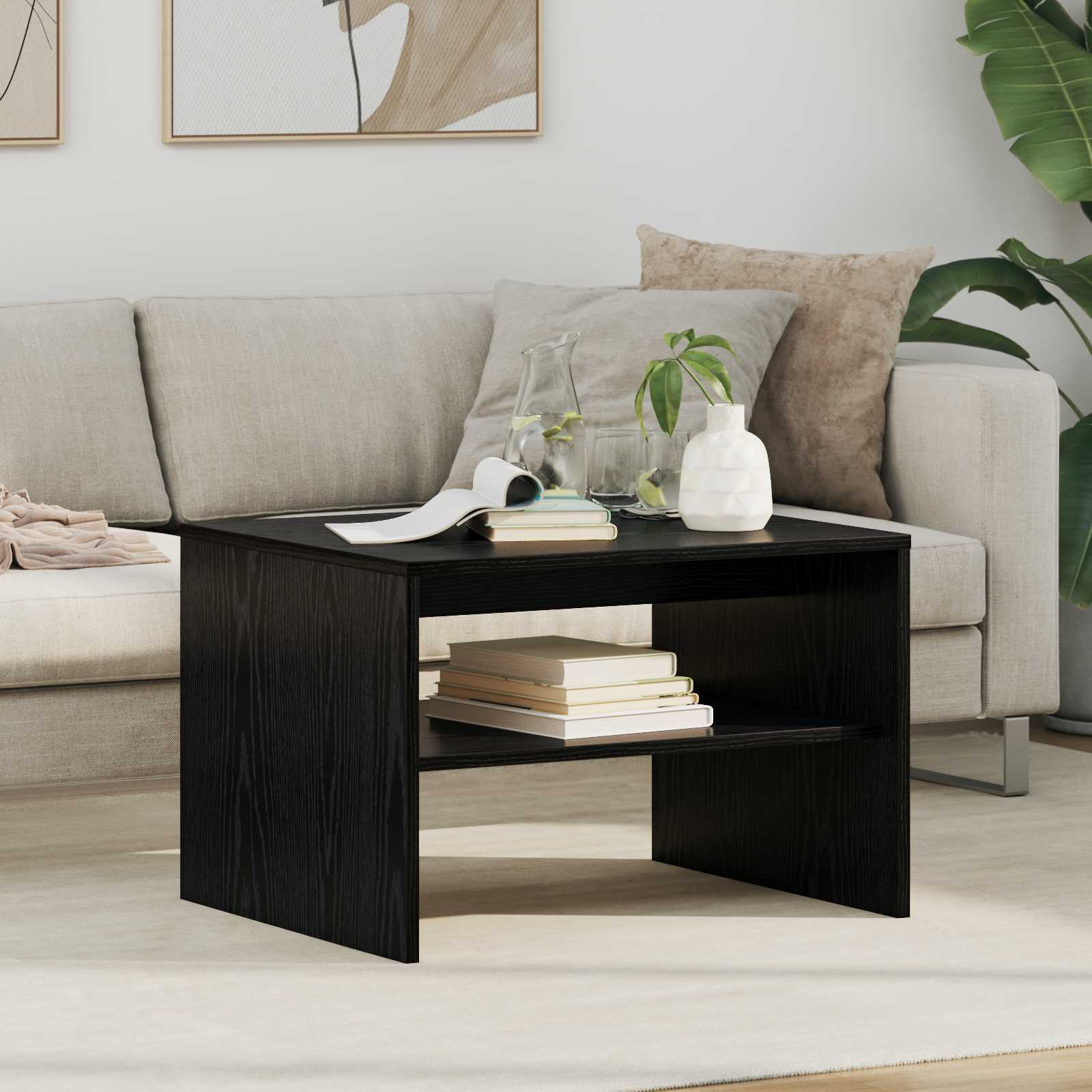vidaXL Coffee Table Black Oak 60 x 50 x 40 cm Engineered Wood 1
