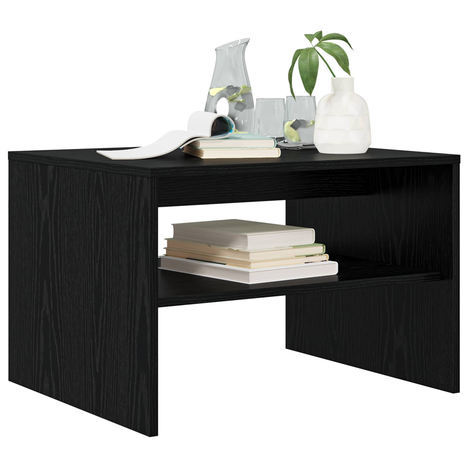 vidaXL Coffee Table Black Oak 60 x 50 x 40 cm Engineered Wood 3