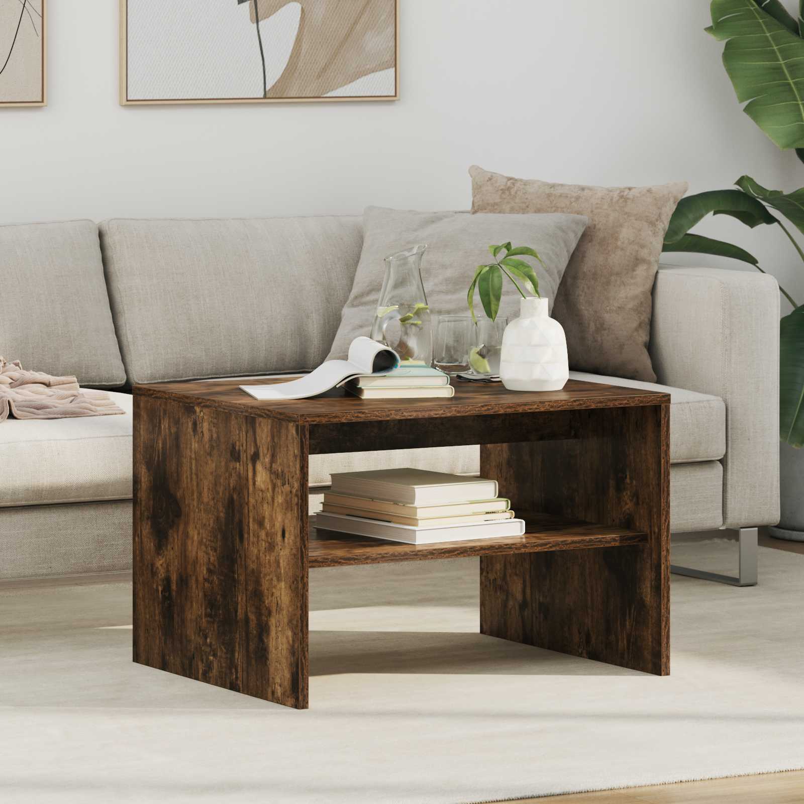 vidaXL Coffee Table Smoked Oak 60 x 50 x 40 cm Engineered Wood 1