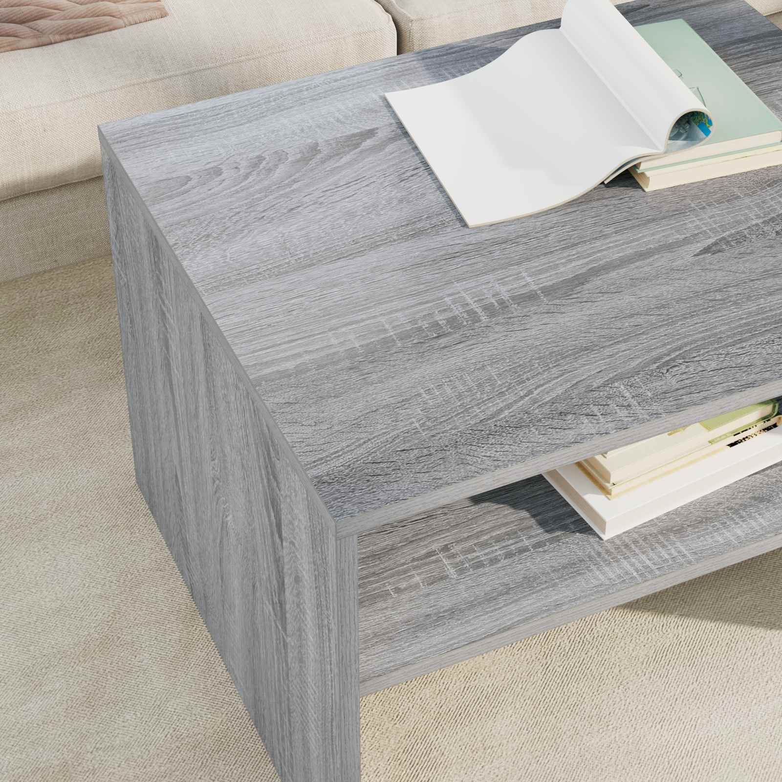vidaXL Coffee Table Grey Sonoma 60 x 50 x 40 cm Engineered Wood 4