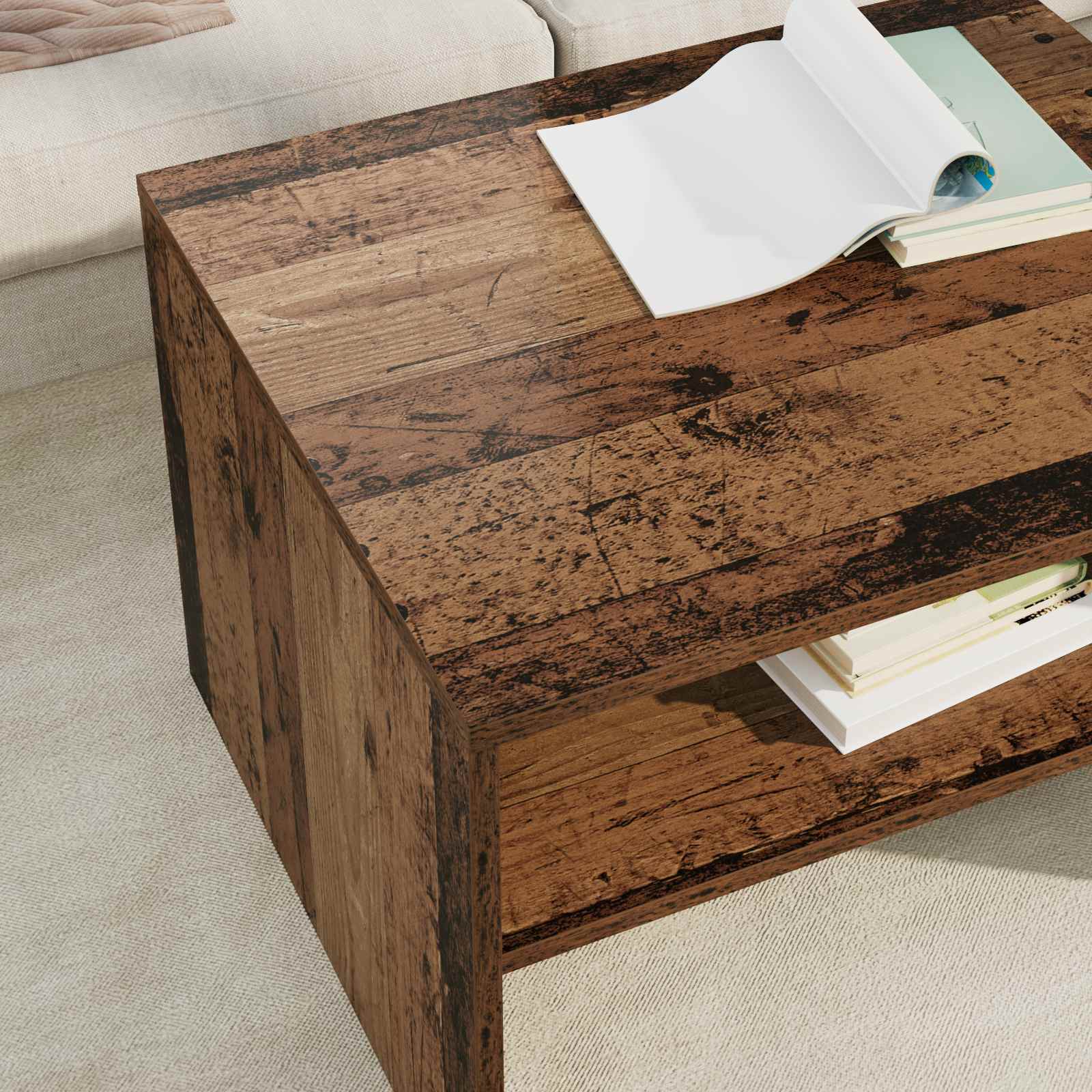 vidaXL Coffee Table Old Wood 60 x 50 x 40 cm Engineered Wood 4