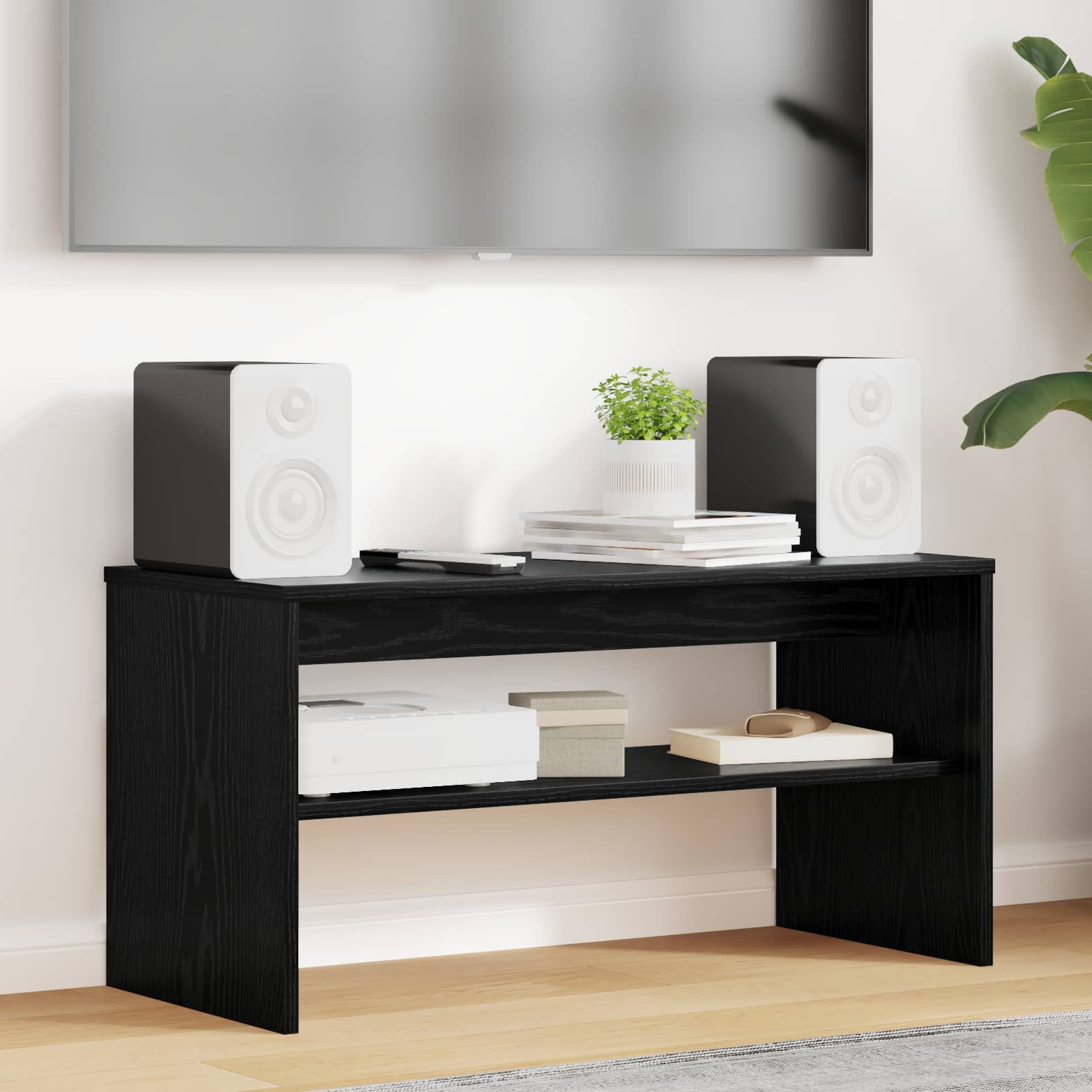 vidaXL TV Cabinet 80 x 35 x 40 cm Black Oak Engineered Wood 1