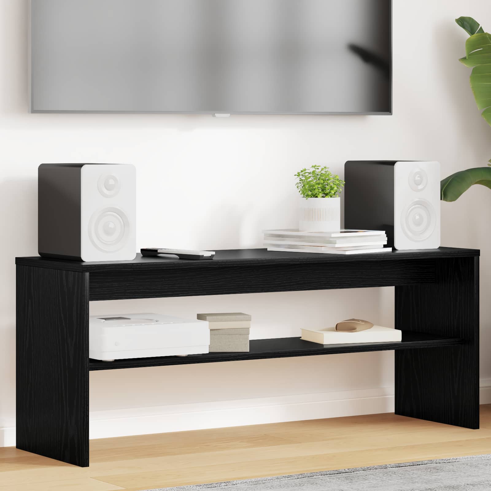 vidaXL TV Cabinet 100 x 30 x 40 cm Black Oak Engineered Wood 1