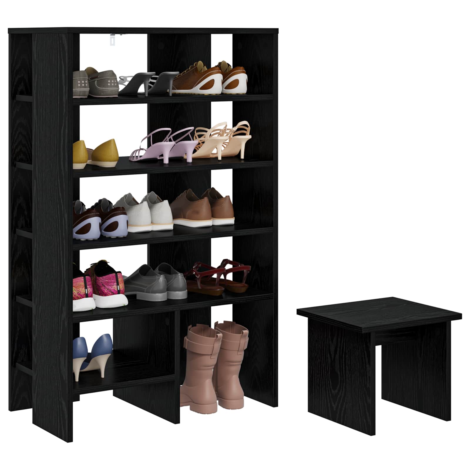 vidaXL Shoe Cabinet 2 pcs 62 x 35 x 100 cm Engineered Wood Black Oak 3