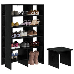 vidaXL Shoe Cabinet 2 pcs 62 x 35 x 100 cm Engineered Wood Black Oak 3