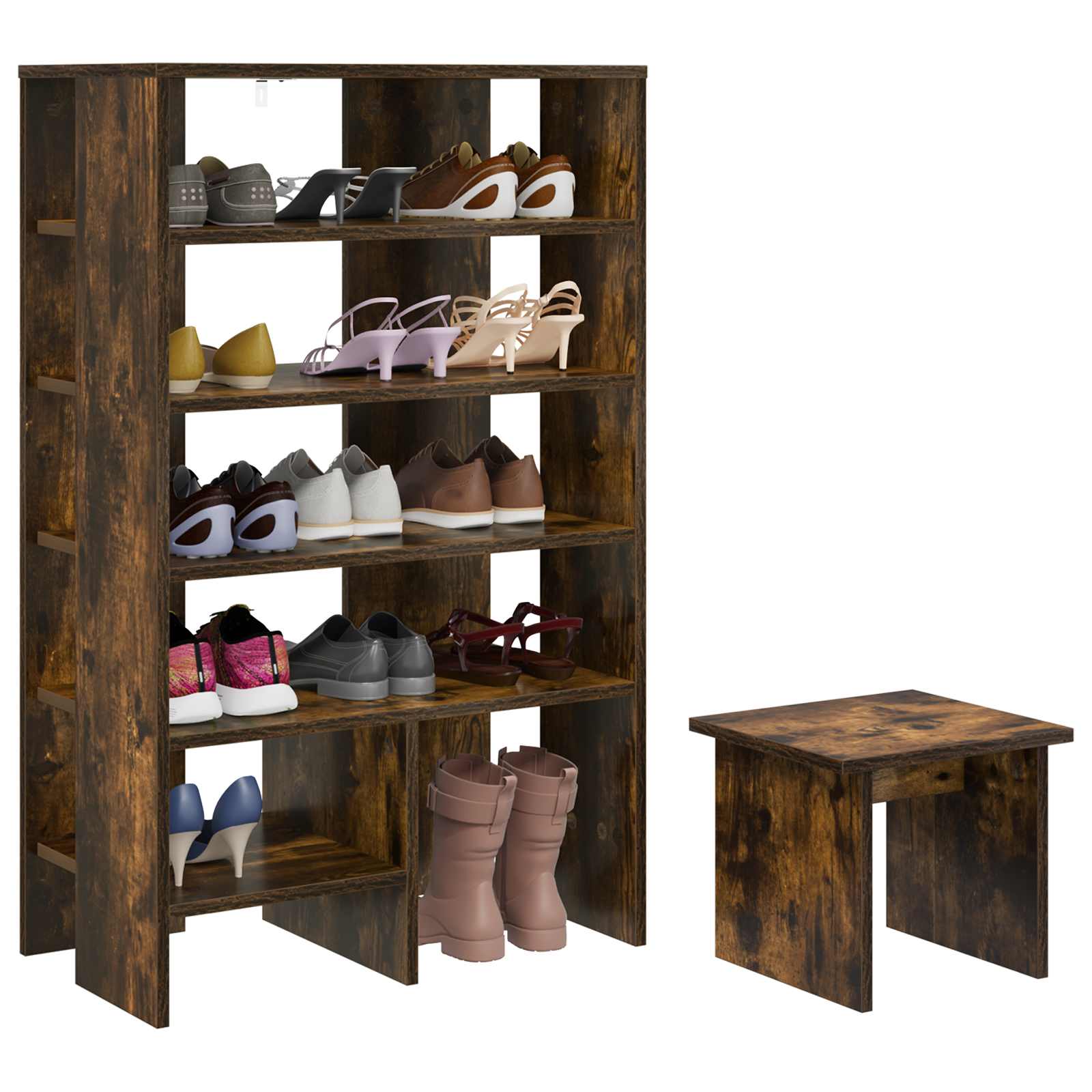 vidaXL Shoe Cabinet 2 pcs 62 x 35 x 100 cm Engineered Wood Smoked Oak 3