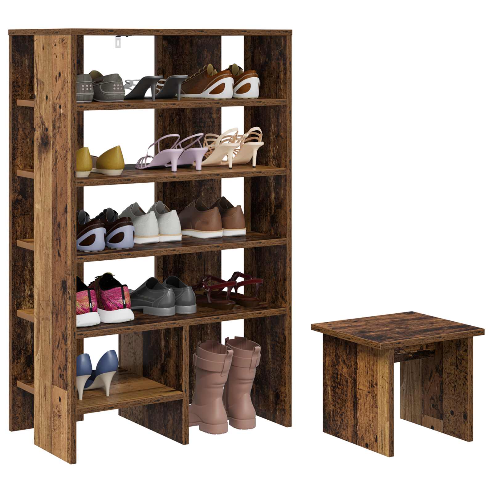 vidaXL Shoe Cabinet 2 pcs 62 x 35 x 100 cm Engineered Wood Old Wood 3