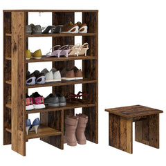 vidaXL Shoe Cabinet 2 pcs 62 x 35 x 100 cm Engineered Wood Old Wood 3