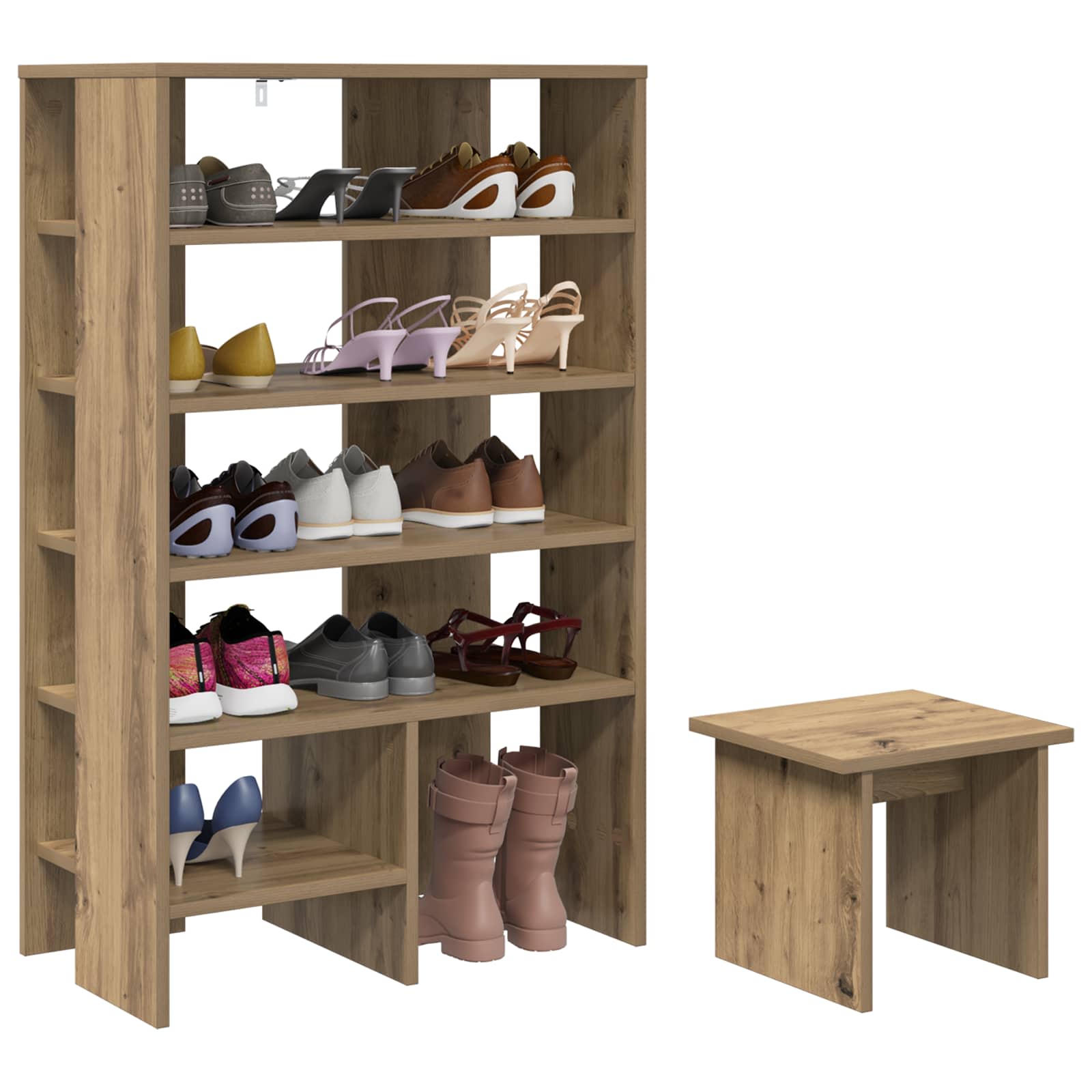 vidaXL Shoe Cabinet 2 pcs 62 x 35 x 100 cm Engineered Wood Artisan Oak 3