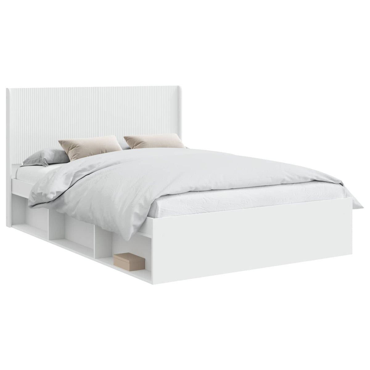 Bed Frame with Storage and Headboard Length 200 cm White 160 cm