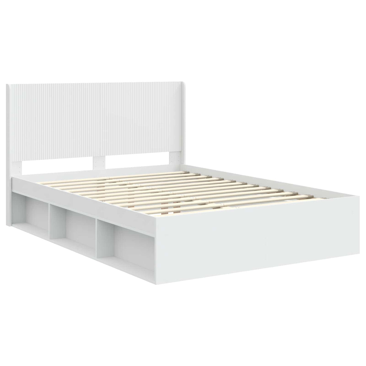 Bed Frame with Storage and Headboard Length 200 cm White 160 cm