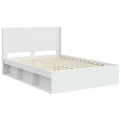 Bed Frame with Storage and Headboard Length 200 cm White 160 cm