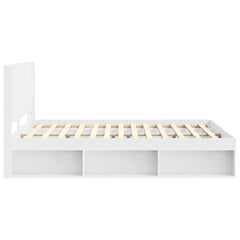 Bed Frame with Storage and Headboard Length 200 cm White 160 cm