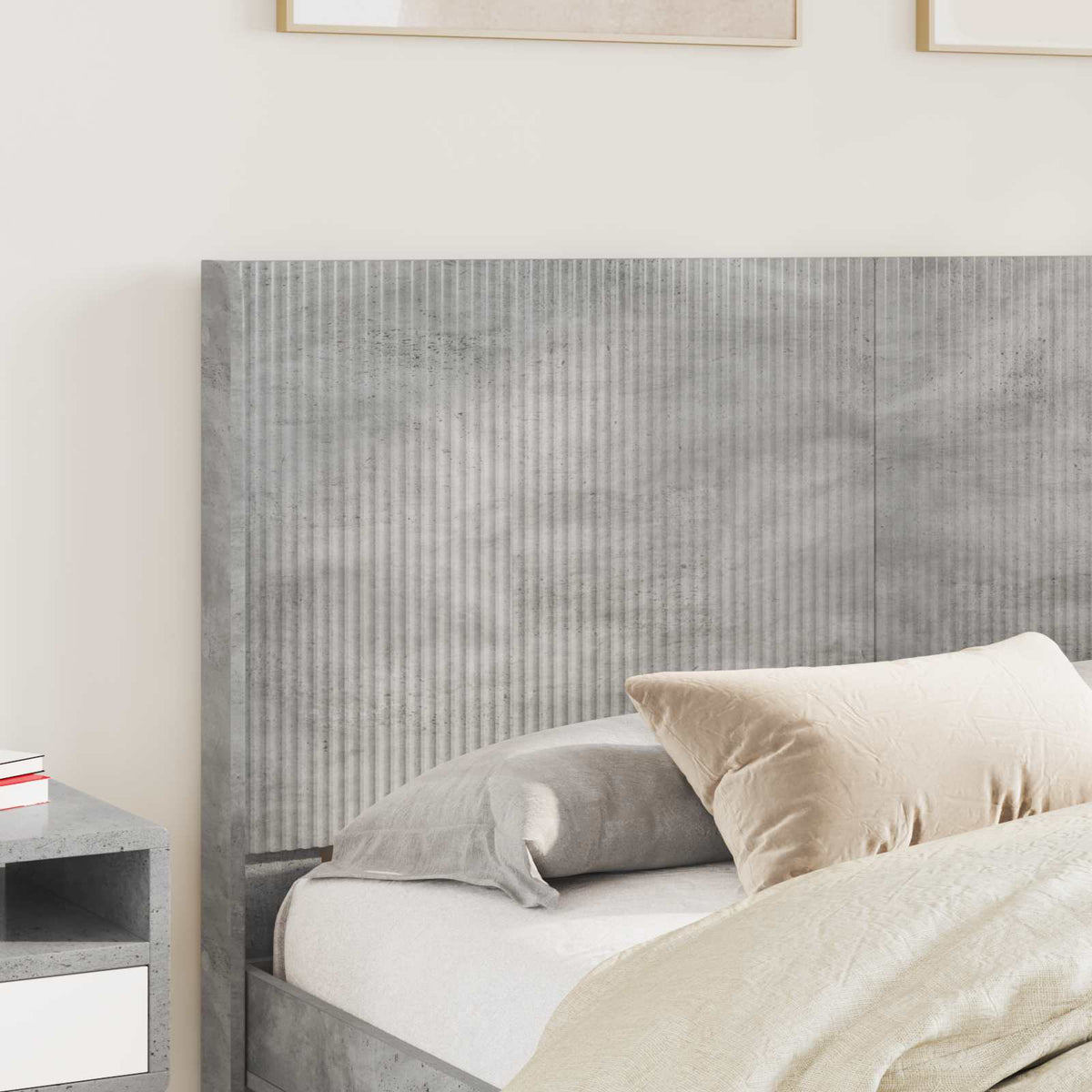 Bed Frame with Storage and Headboard Length 200 cm Concrete Grey 160 cm