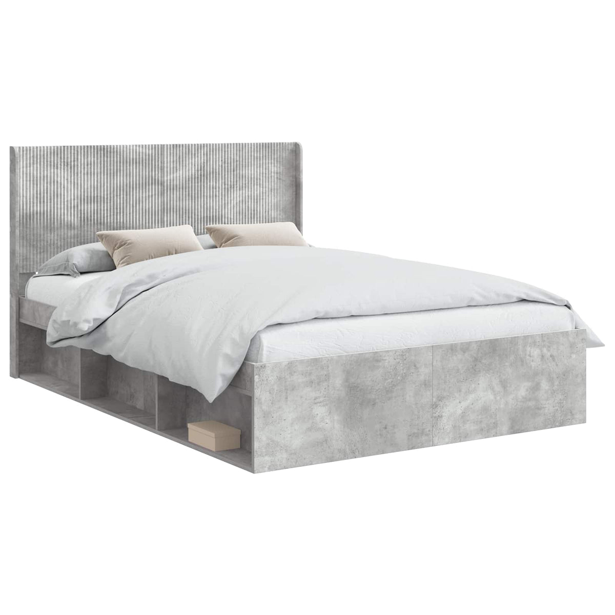 Bed Frame with Storage and Headboard Length 200 cm Concrete Grey 160 cm