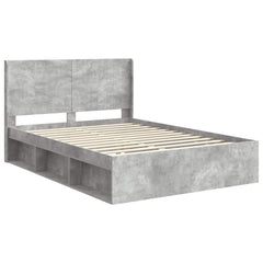 Bed Frame with Storage and Headboard Length 200 cm Concrete Grey 160 cm