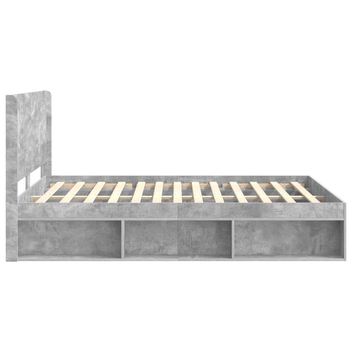 Bed Frame with Storage and Headboard Length 200 cm Concrete Grey 160 cm