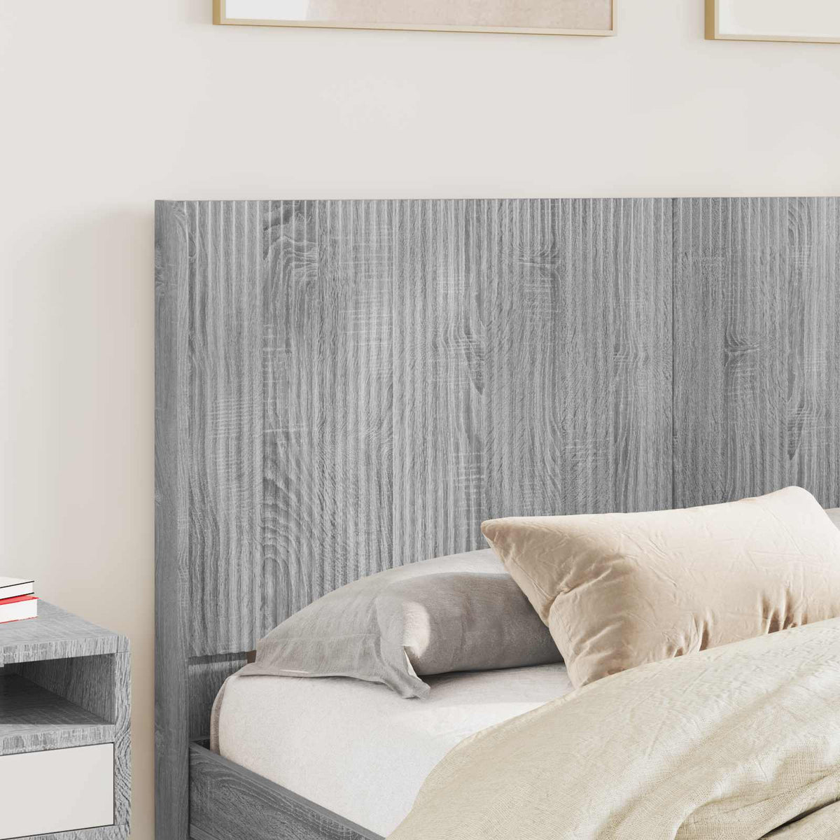 Bed Frame with Storage and Headboard Length 200 cm Grey Sonoma 140 cm