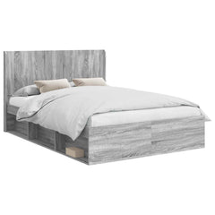 Bed Frame with Storage and Headboard Length 200 cm Grey Sonoma 140 cm
