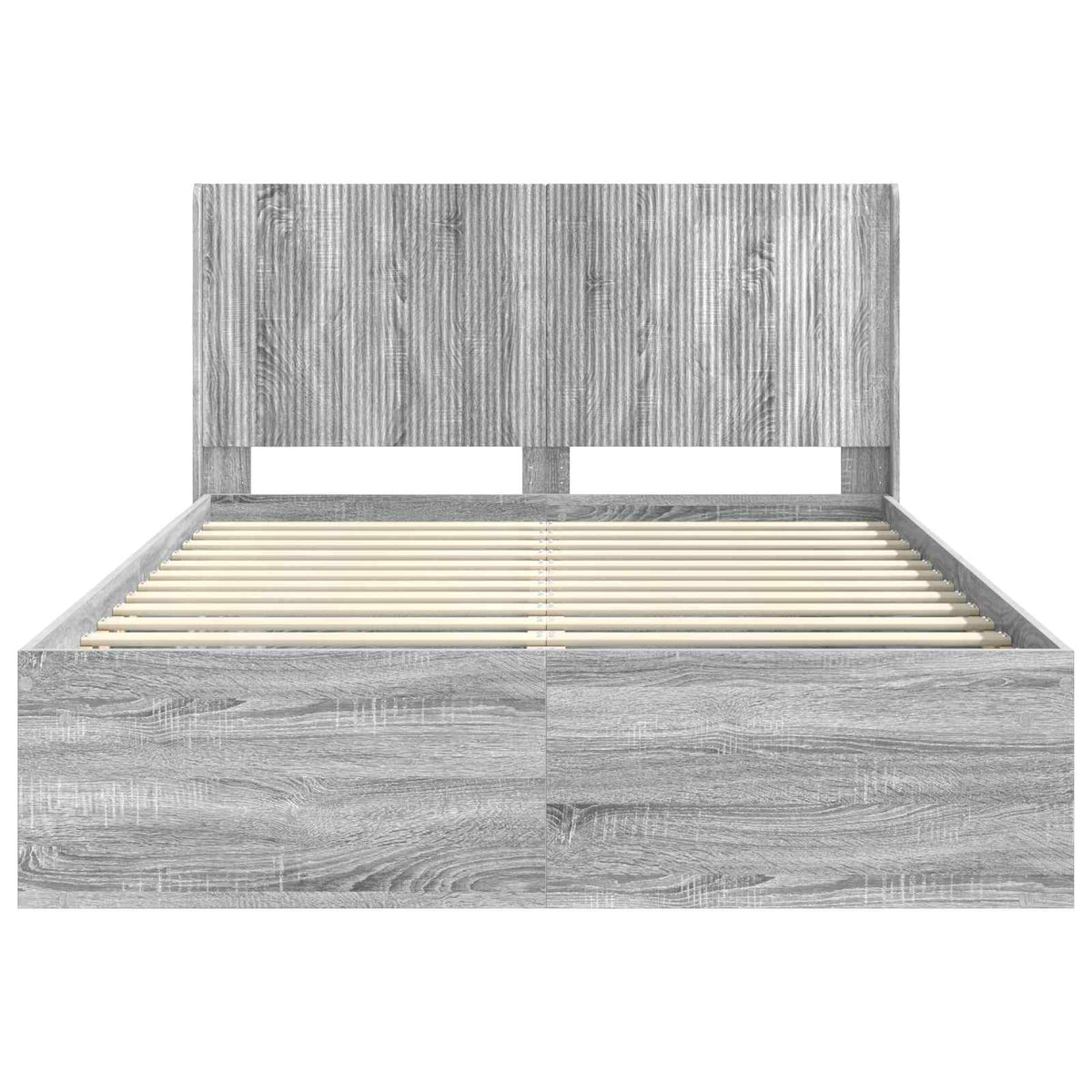 Bed Frame with Storage and Headboard Length 200 cm Grey Sonoma 140 cm