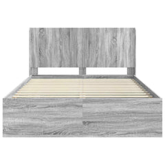 Bed Frame with Storage and Headboard Length 200 cm Grey Sonoma 140 cm