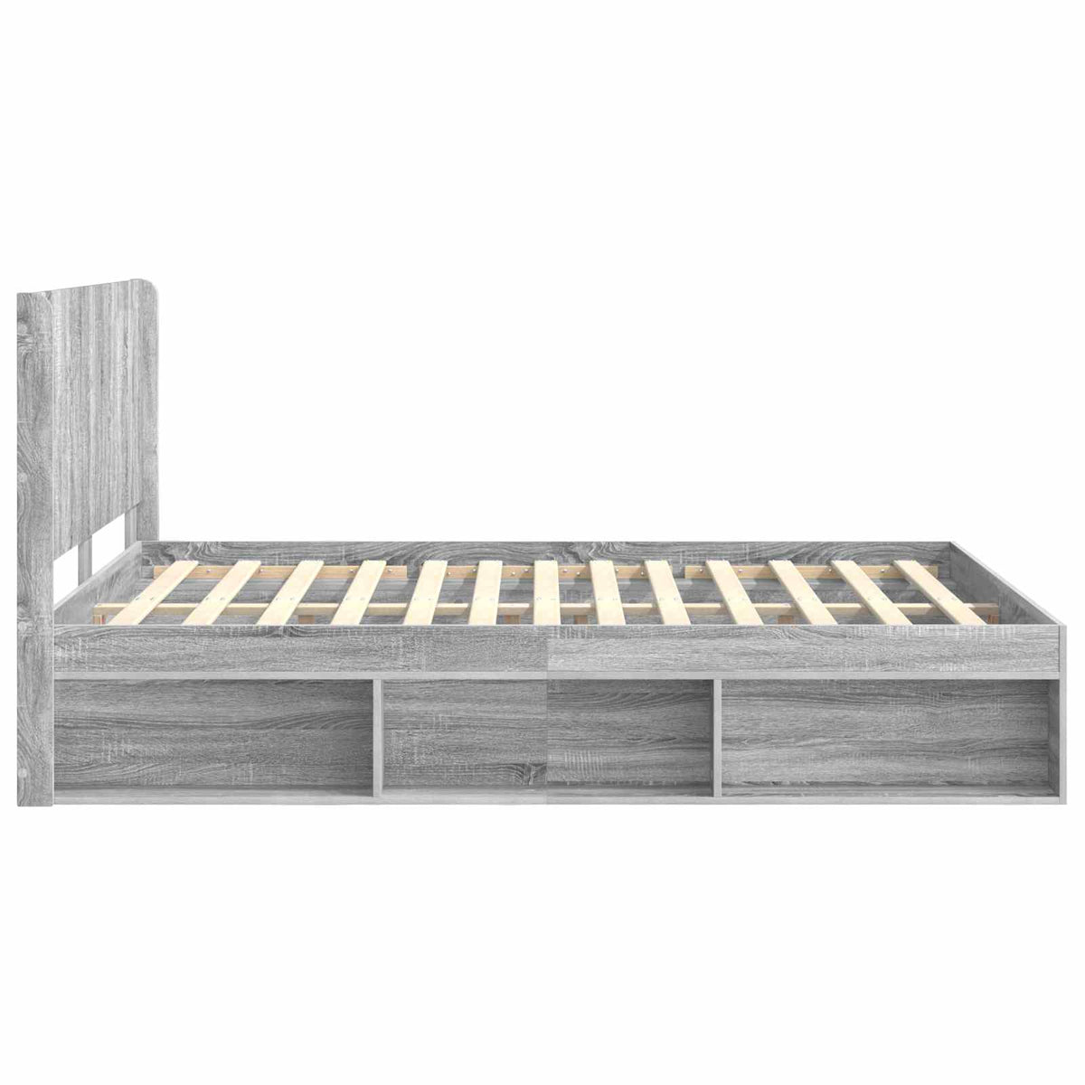 Bed Frame with Storage and Headboard Length 200 cm Grey Sonoma 140 cm