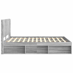 Bed Frame with Storage and Headboard Length 200 cm Grey Sonoma 140 cm
