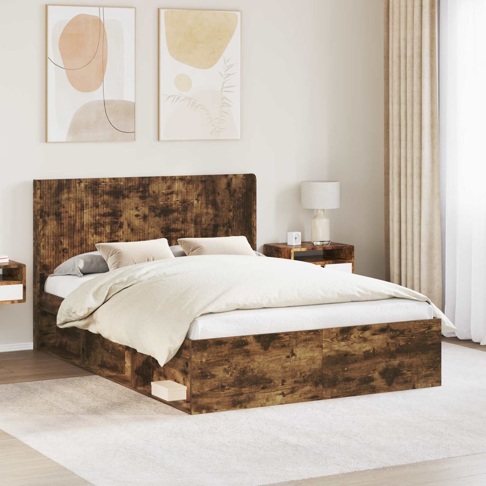 Bed Frame Storage Headboard Smoked Oak