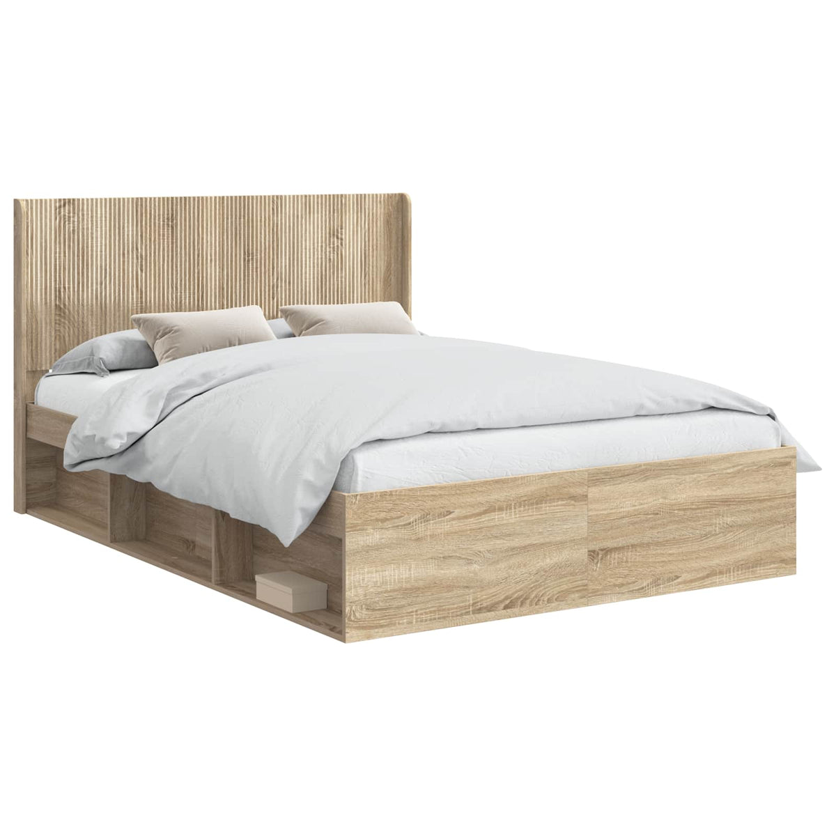 Bed Frame with Storage and Headboard 120 x 190 cm Sonoma oak