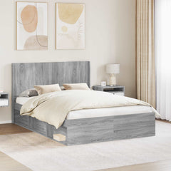 Bed Frame with Storage and Headboard 120 x 190 cm Grey sonoma