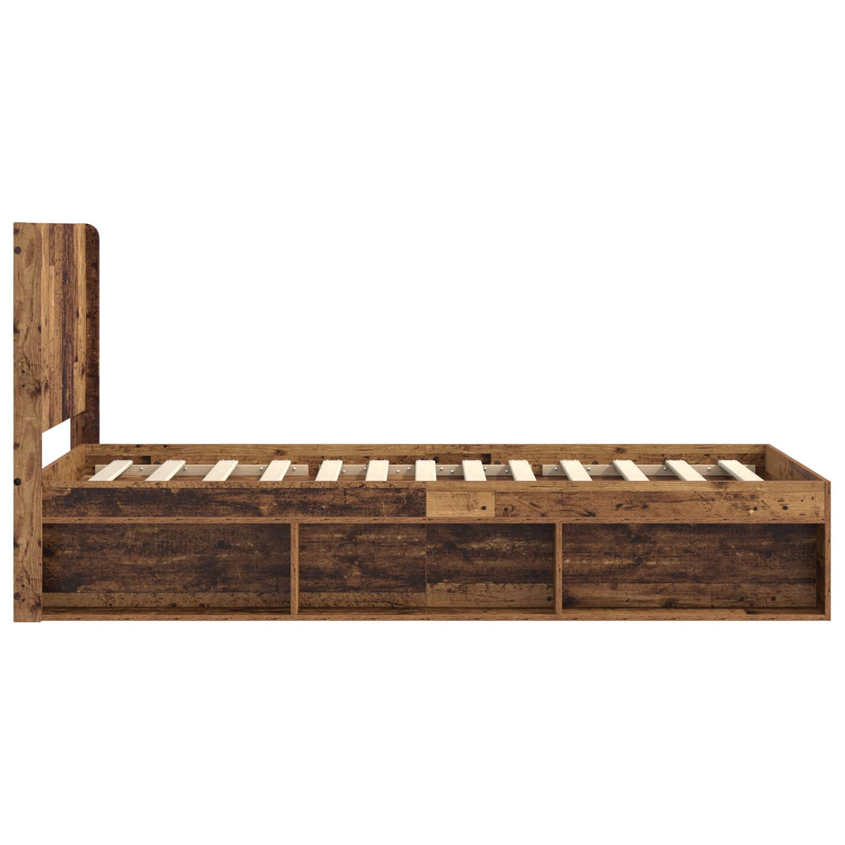 Bed Frame with Storage and Headboard Length 200 cm Old Wood 100 cm