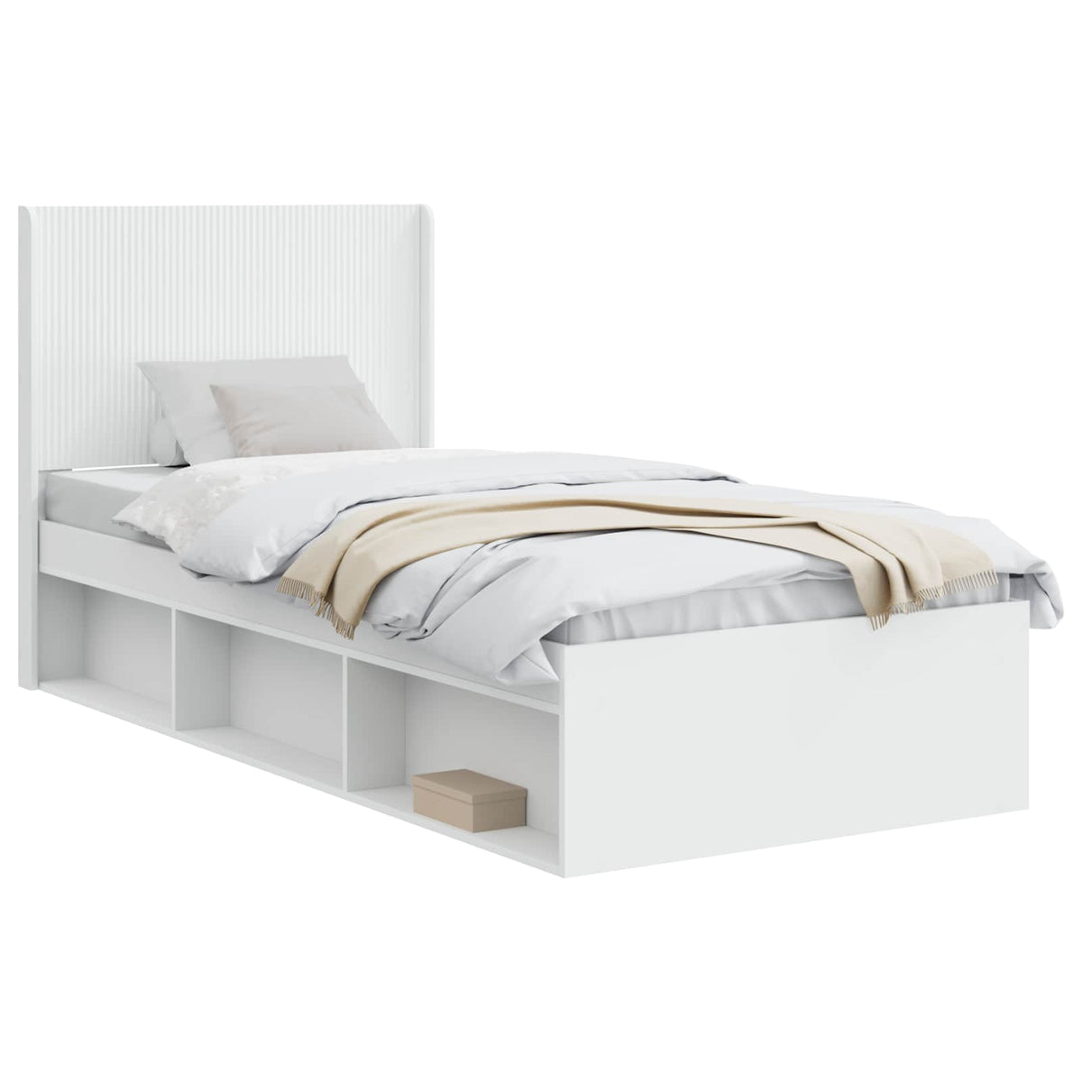 Bed Frame with Storage and Headboard 90 x 190 cm White