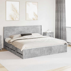 Bed Frame Storage Headboard Length Concrete Grey