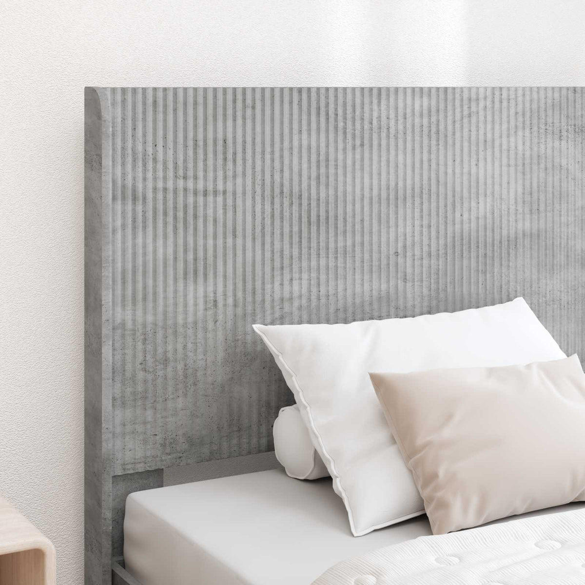 Bed Frame with Storage and Headboard Length 200 cm Concrete Grey 90 cm