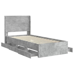Bed Frame with Storage and Headboard Length 200 cm Concrete Grey 90 cm